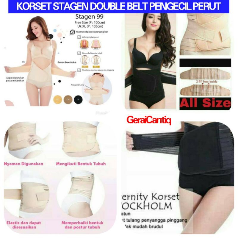 KORSET STAGEN BELT DOUBLE PEREKAT / KORSET PENGECIL PERUT BEST SELLER