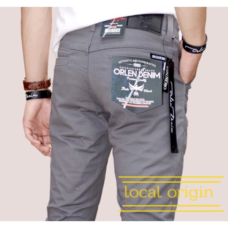 CELANA PRIA CHINOS SLIMFIT ABU - CHINO PANJANG PRIA SKINNY PENSIL