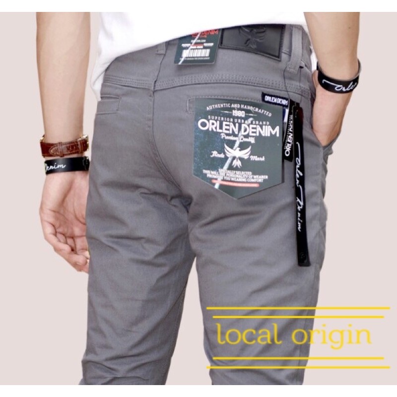 CELANA PRIA CHINOS SLIMFIT ABU - CHINO PANJANG PRIA SKINNY PENSIL