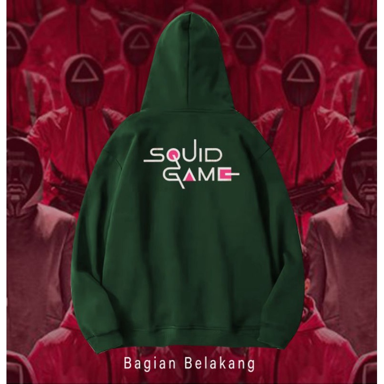 FREE CARD!!ZIPPER HOODIE SQUID GAME GAMBAR DEPAN BELAKANG