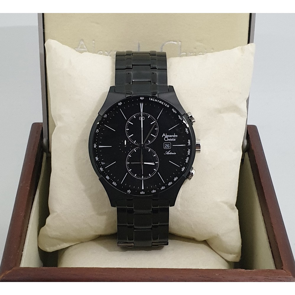 Alexandre Christie Ac6467 Full Black Jam Tangan Pria Original