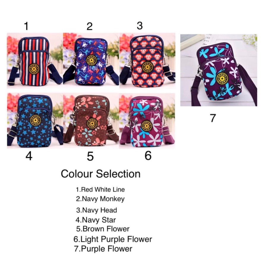 Tas Selempang Mini Wanita Dompet Waterproof Nylon Sling Bag J108