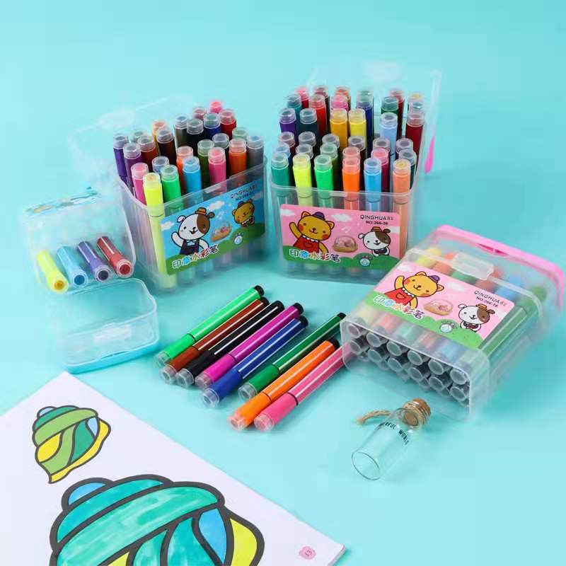 

Water Colour Pen Stampel Spidol 12 Warna + Stampel Bentuk Lucu