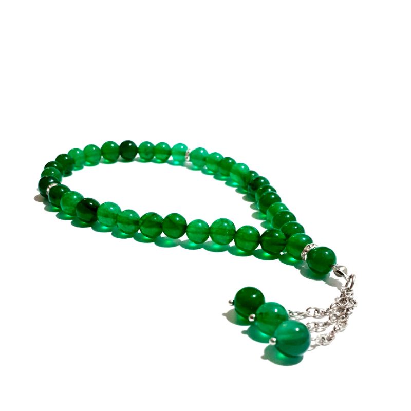 tasbih batu giok hijau 33 butir 8mm