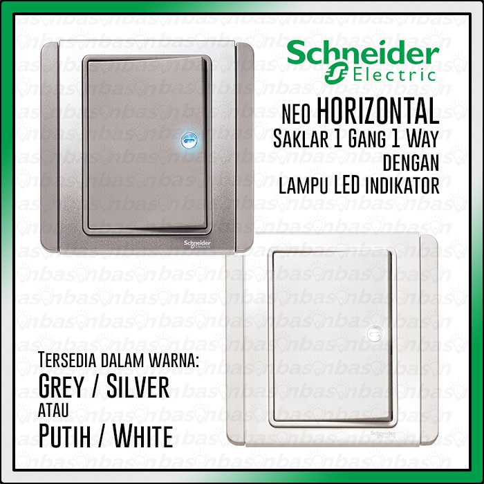 Schneider NEO HORIZONTAL 1 Gang 1 Way - Saklar 1 Tombol 1 Arah dengan lampu indikator