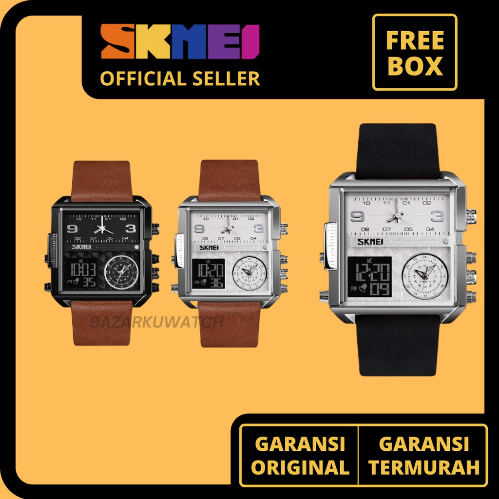 Jam Tangan Pria Skmei 1584  Jam Tangan Skmei Jam Tangan Kulit Pria Jam Tangan Cowok Modis Jam SKMEI