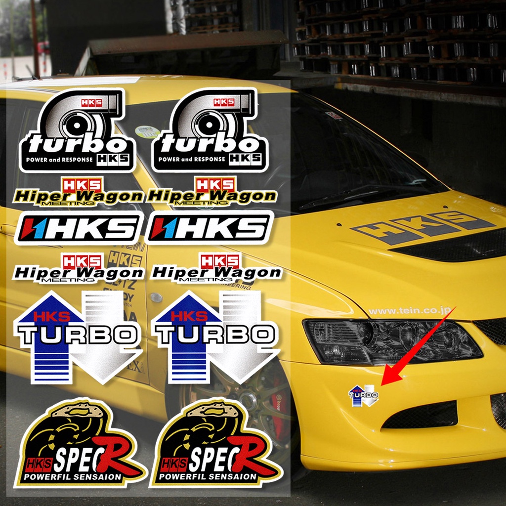 HKS Modifikasi Stiker Mobil Turbo Reflektif Stiker Aksesoris Eksterior Mobil