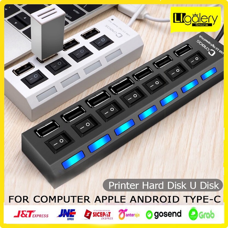 [BISA COD] USB Hub 7 Port - Hiqh Speed  usb hub on off 7 port usb 2.0 for komputer usb cabang