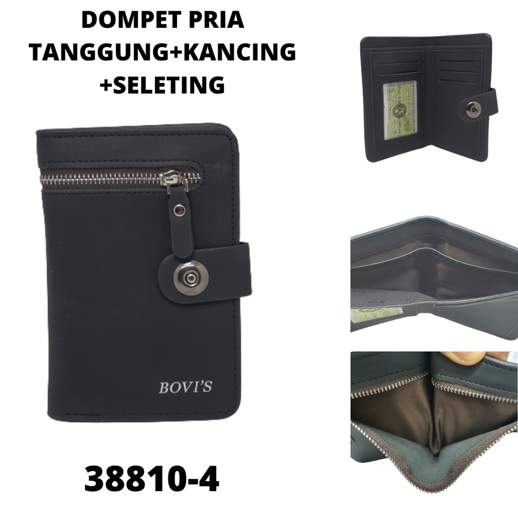 Dompet Pria Cowok Bovis Tanggung 3/4 Model Kancing Magnet dan Seleting Depan Harga Murah Original Asli Kualitas Distro Keren Kekinian Terbaru