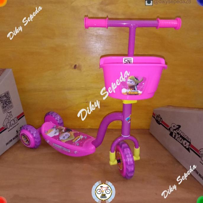 SEKUTER ANAK PEREMPUAN RODA 3 TIGA PMB S01 MUSIK - PINK Star Seller Termurah
