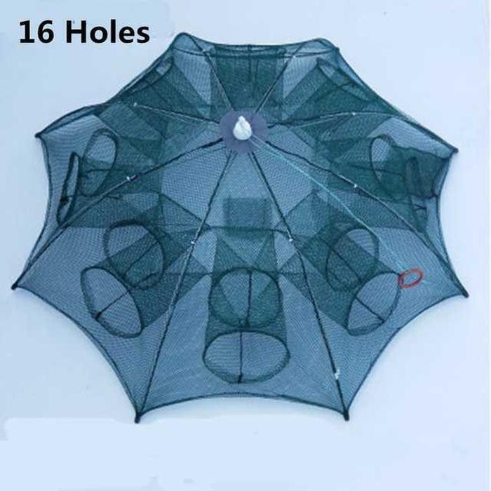 Jaring Pancing Ikan Udang Automatic Fold Umbrella Fishing Net 16 Holes