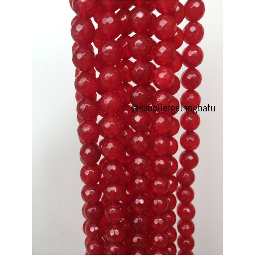 batu red garnet FACETED 10mm manao merah manau batu mulia aksesoris beads supplier grosir kerajinan