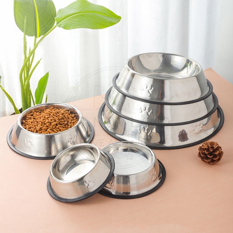 Mangkuk Stainless Steel Anjing Kucing Anti Slip Anti Semut Selip Pet Bowl Aksesoris Hewan