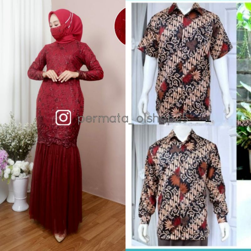 Couple Kebaya Gamis Duyung Tutu / Kebaya Couple / Kebaya Kondangan / Gamis Couple Kemeja / Kemeja Batik Couple Kebaya /Gamis Pesta / Kebaya Lamaran