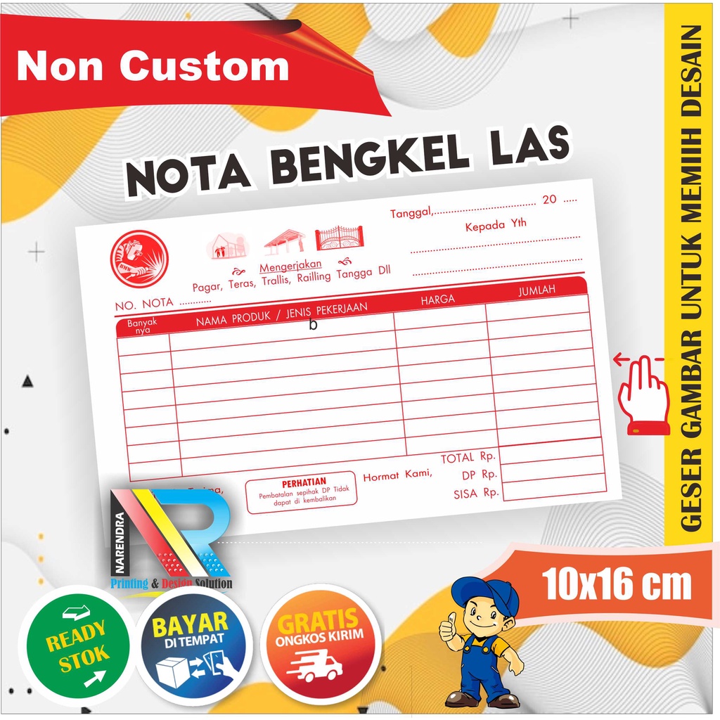 

(5ps) Nota Bengkel Las | Nota Pagar & Teralis | Nota Rolling Door | Siap Pakai | Diskon Grosir!