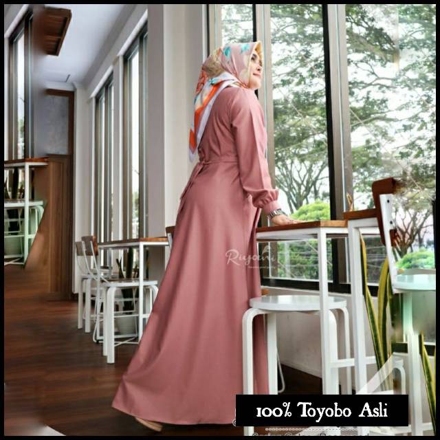 Gamis Toyobo Asli Fodu Polos Busui Resleting depan Ukuran s m l xl xxl Original by RIYANI