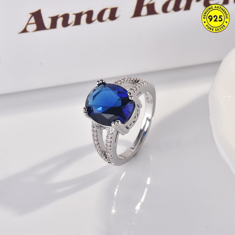 Cincin Model Terbuka Adjustable Bentuk Telur Angsa Aksen Rubellite Untuk Wanita