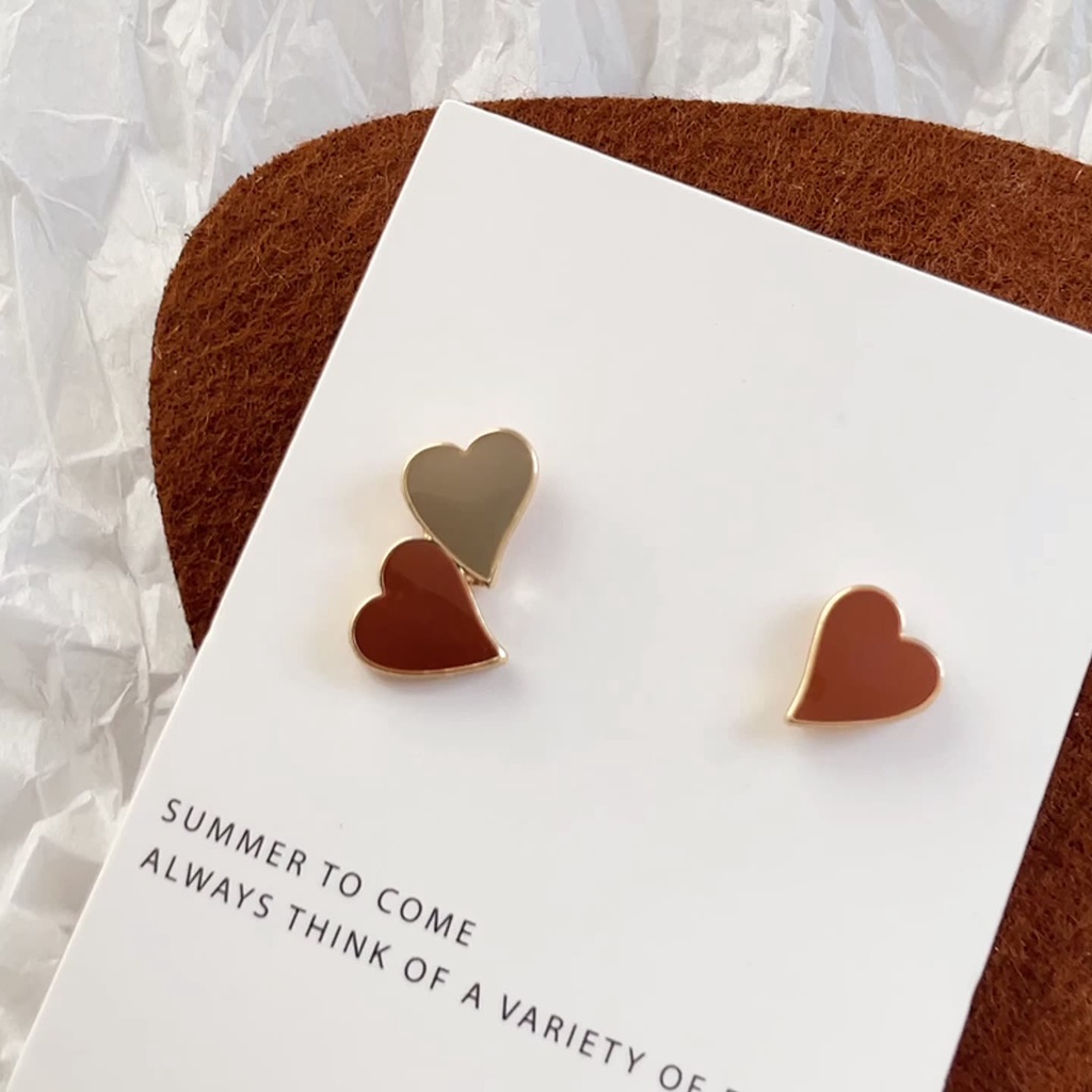 Candy Jewelry Fashion Heart Earrings Contrast Color S925 Earring Korea Ear Studs for Women