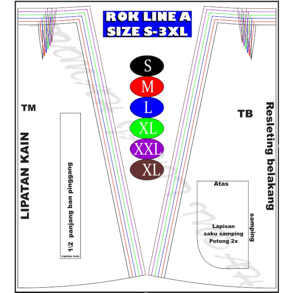pola baju pola jahit ROK LINE A DEWASA