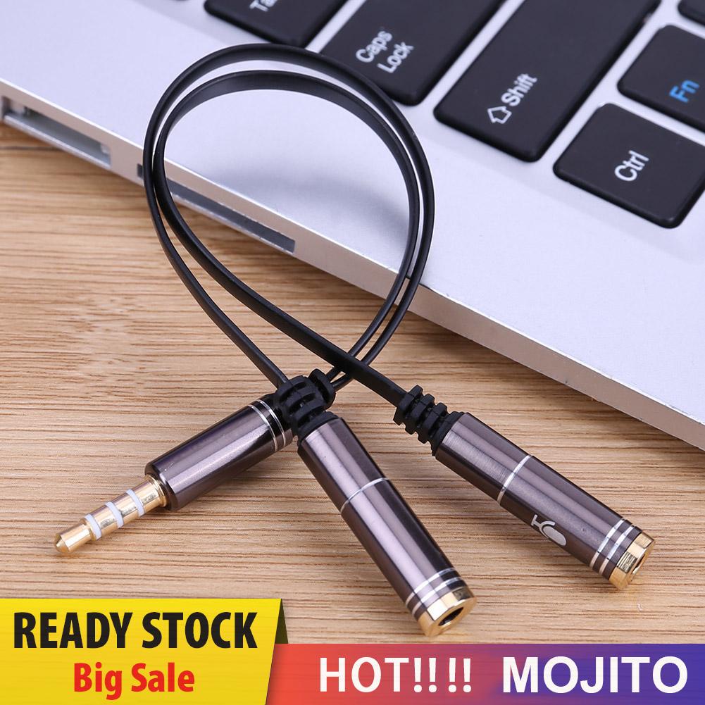 MOJITO 3.5mm Stereo Audio Male to 2 Female Headphone Mic Y Splitter Cable Adapter