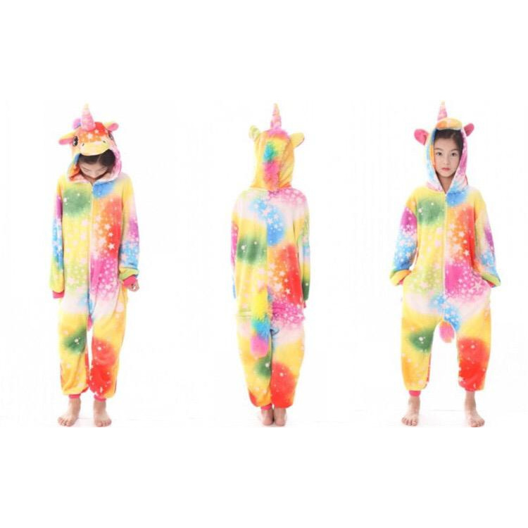 BAJU ONESIE KOSTUM UNICORN RAINBOW STARS KUDA PONY COSPLAY PIYAMA ANAK BAJU TIDUR