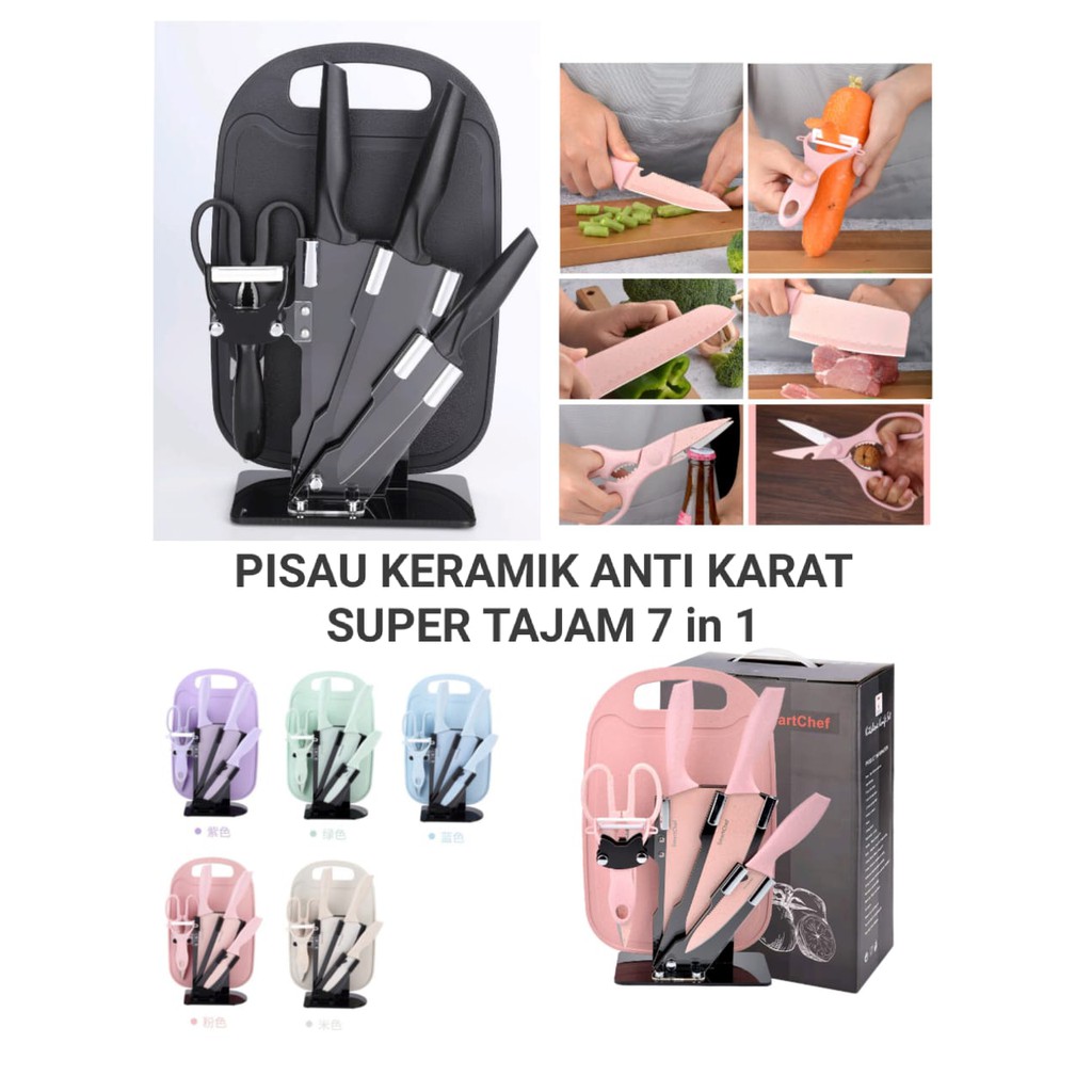 KA 04 Pisau Masak Set 7in1 Bahan Keramik Premium Quality