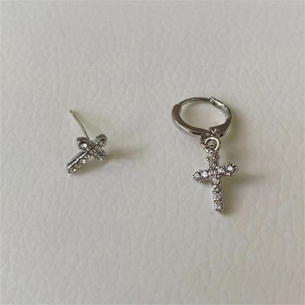 Lily Cross Earrings Hadiah Hari Valentine Pesta Mewah Penuh Berlian Zirkon Anting Kilau Berkilau Anting