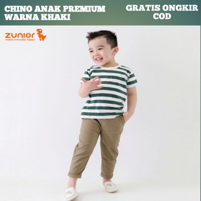 Chinos Anak Laki Laki Celana panjang Bahan Katun Warna Khaki