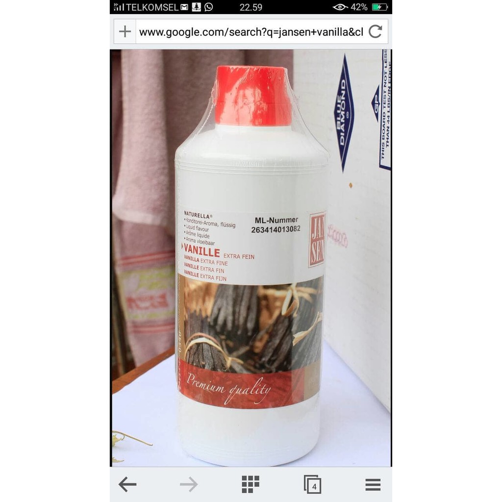 

JANSEN VANILA EXTRACT CAIR 1 LTR BOTOL PLASTIK