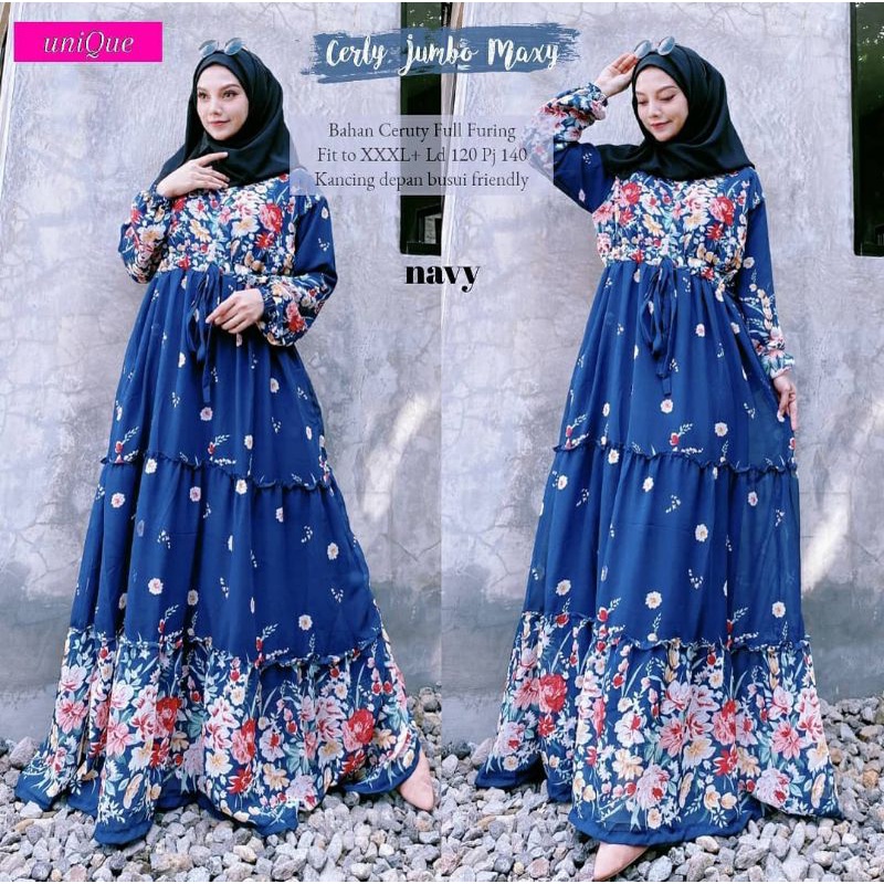 Gamis Ceruti Babydoll Umpak Motif Bunga
