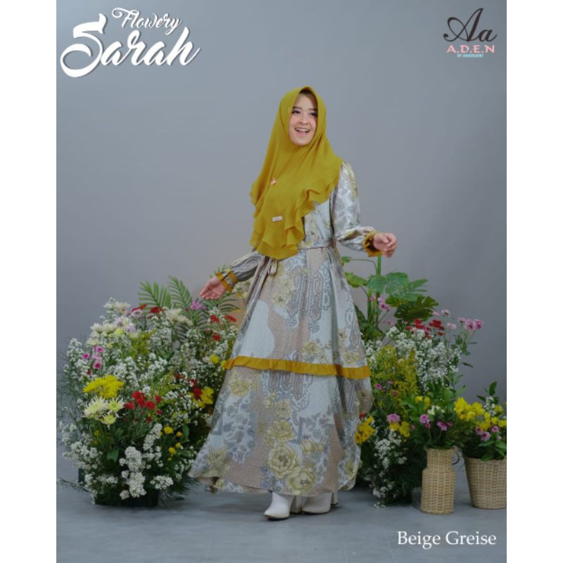 FLOWERY SARAH SET KHIMAR DRESS ORI BY ADEN/GAMIS SET KHIMAR