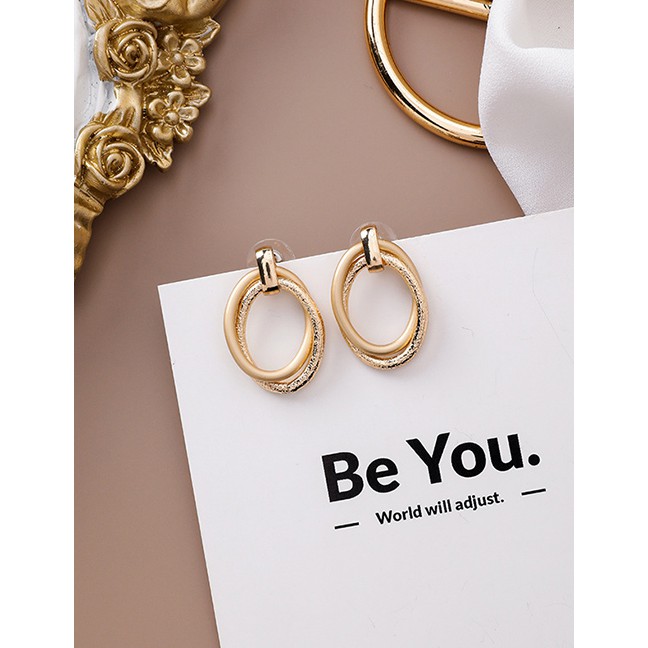 LRC Anting Tusuk Fashion Gold Irregular Bump Geometric Earrings D02387