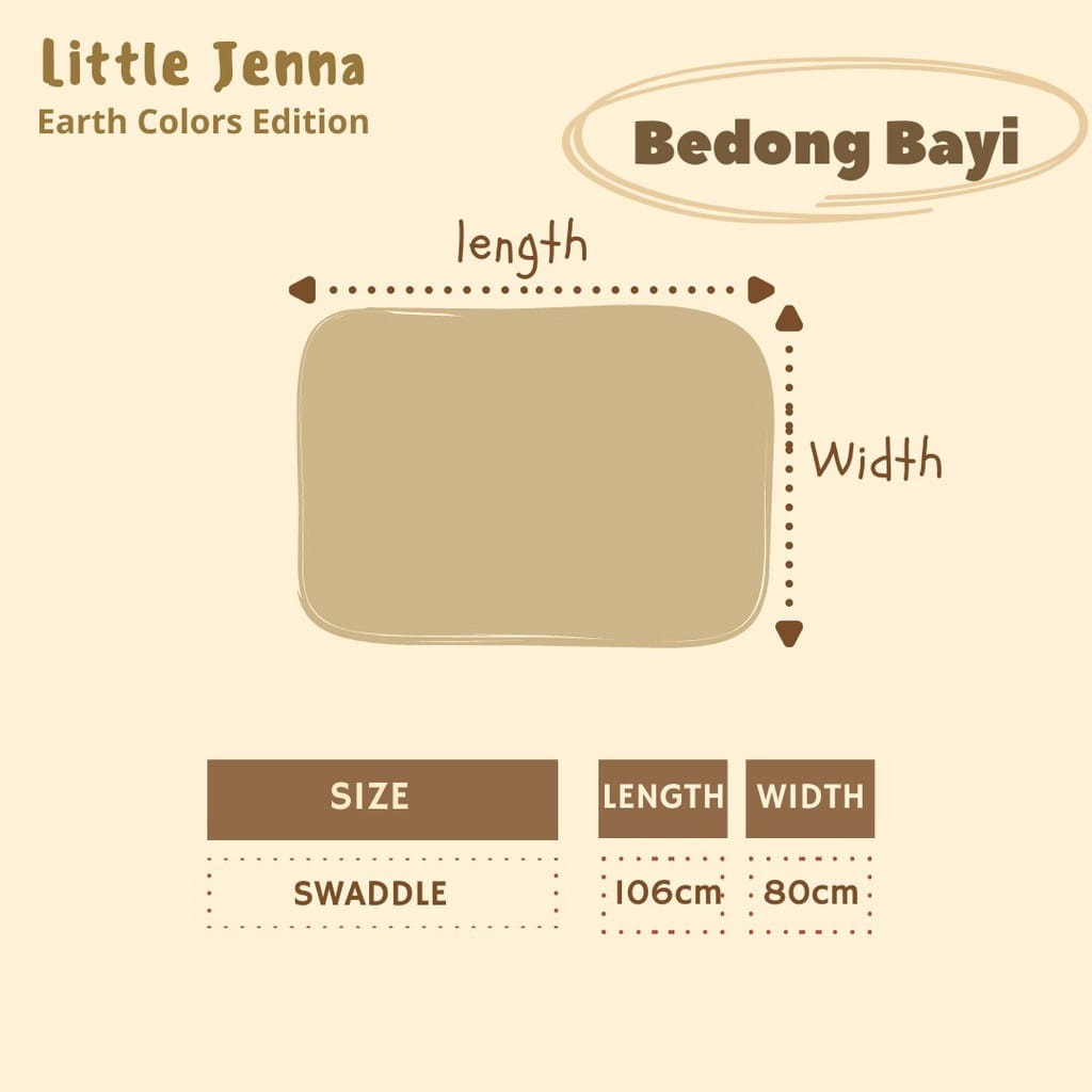 LITTLE JENNA - BEDONG BAYI PREMIUM NEWBORN SWADDLE 3IN1 (1 POUCH isi 3 pcs) EARTHTONE SERIES BABY BOY&amp;GIRL