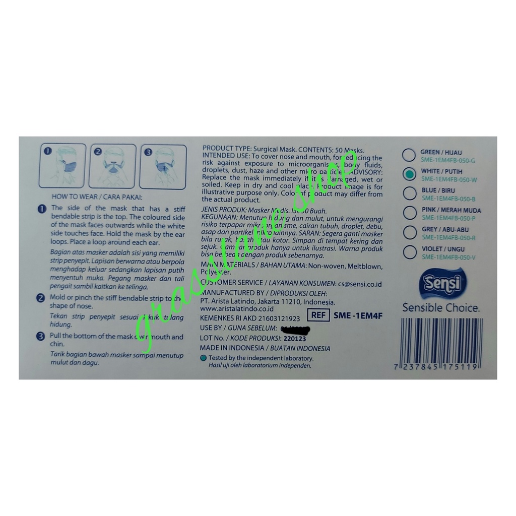 Masker Medis Earloop Sensi 4ply Kotak Box 4 Ply isi 50