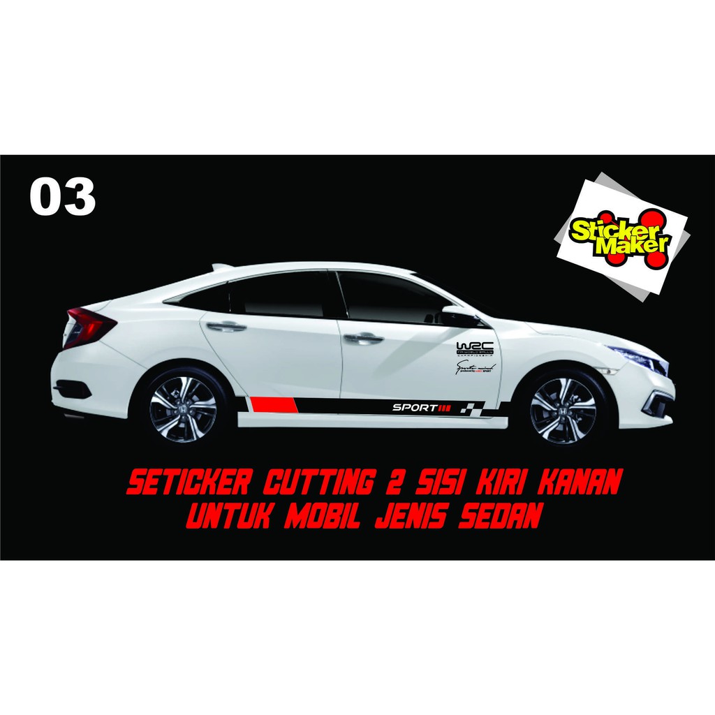 stiker lis body samping mobil sedan innova,corolla,hyundai,bmw,honda civic.1set kanan kiri. CODE 03