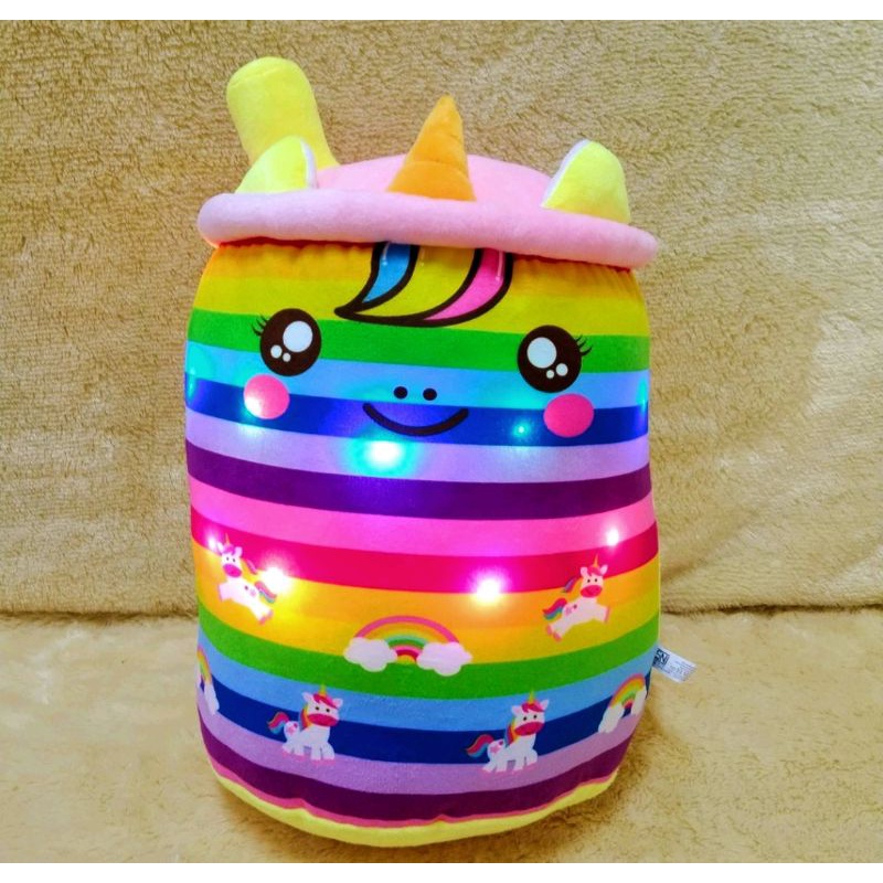 BONEKA BOBA LED BANTAL BOBA LED UKURAN JUMBO - UNICORN GARIS PINK