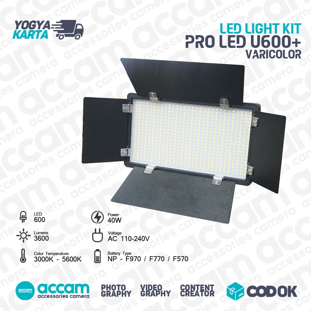 VIJIM Lampu Kamera Foto Video Portable Fill Light 40W 600 LED - U600+