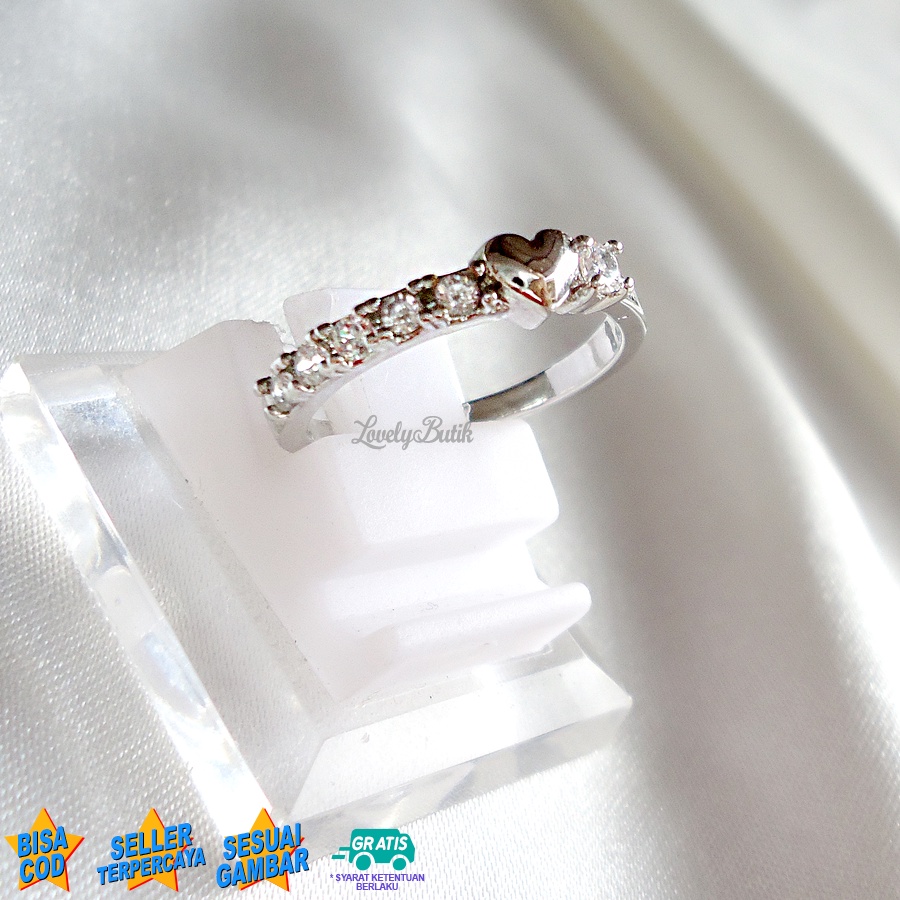 Lovelybutik Cincin Xuping Anti Karat M4rina Cincin Wanita Remaja Terbaru Model Permata Love Mewah