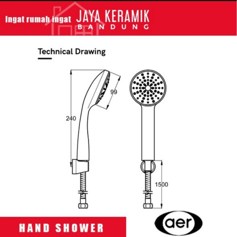 HAND SHOWER MANDI AER GSH2-1C/SHOWER TANGAN+SELANG