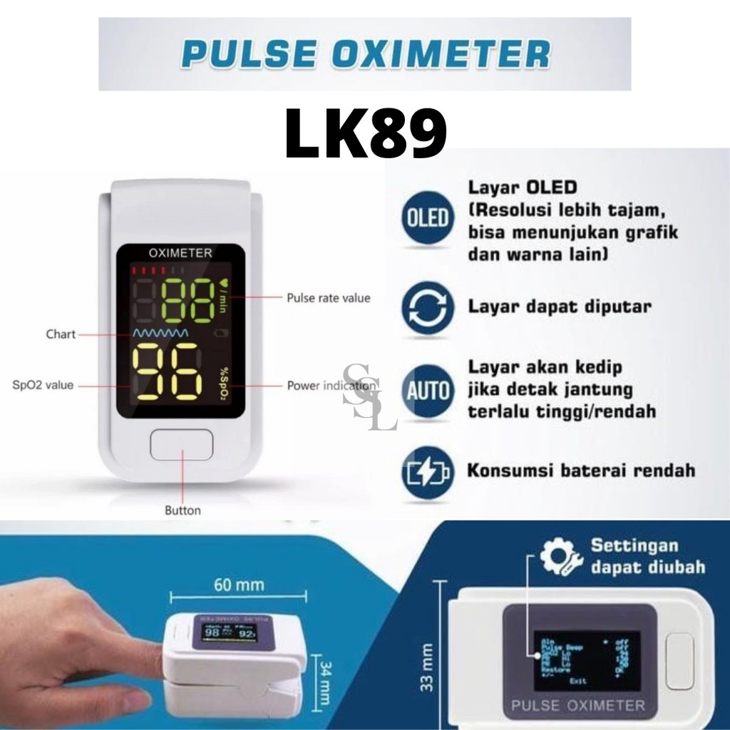 Fingertip Pulse Oximeter Alat Ukur Kadar Oksigen Dalam SpO2 Oksimeter