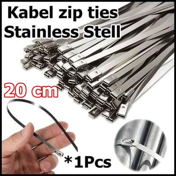 

ASLI Kabel Cable Tie zip ties bahan besi stainless stell panjang 20 cm