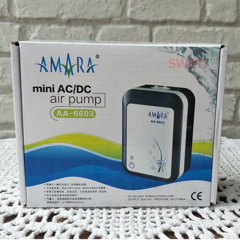 AMARA Mini AA6603 AC DC AA 6603  Pompa Udara Air Pump Aerator Aquarium