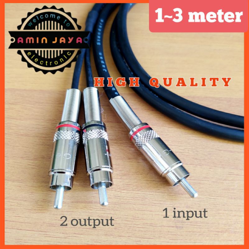 Kabel rca sub woofer jack rca 2 ke 1 male to male berkualitas