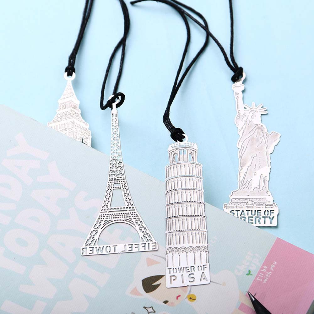 ELEGANT Teacher Gift Mark Page School Supply Eiffel Tower Big Ben Bookmark Office Paper Clips Learn Supplies Building Book Mark Metal Modeling European Bookmark