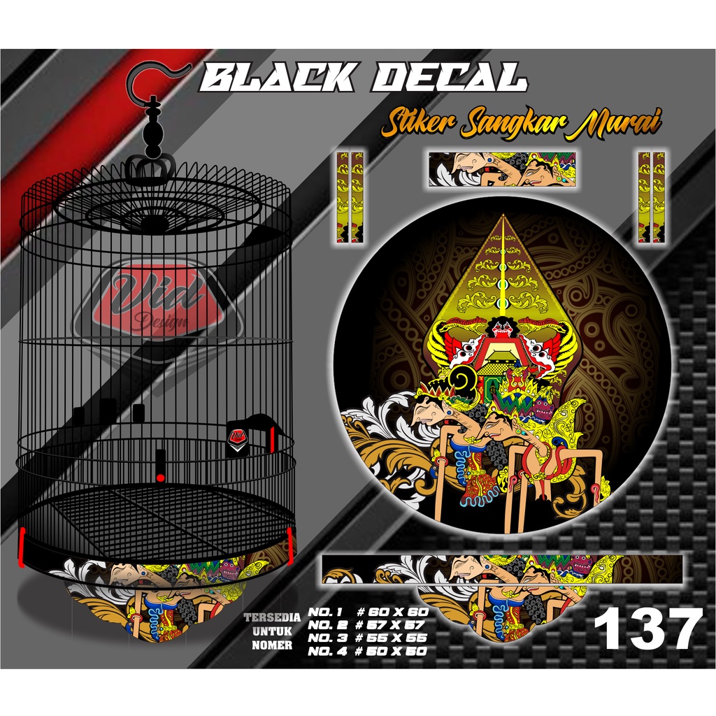 Stiker Kandang murai Decal Sangkar Burung Bulat Radja No 1 2 3 4