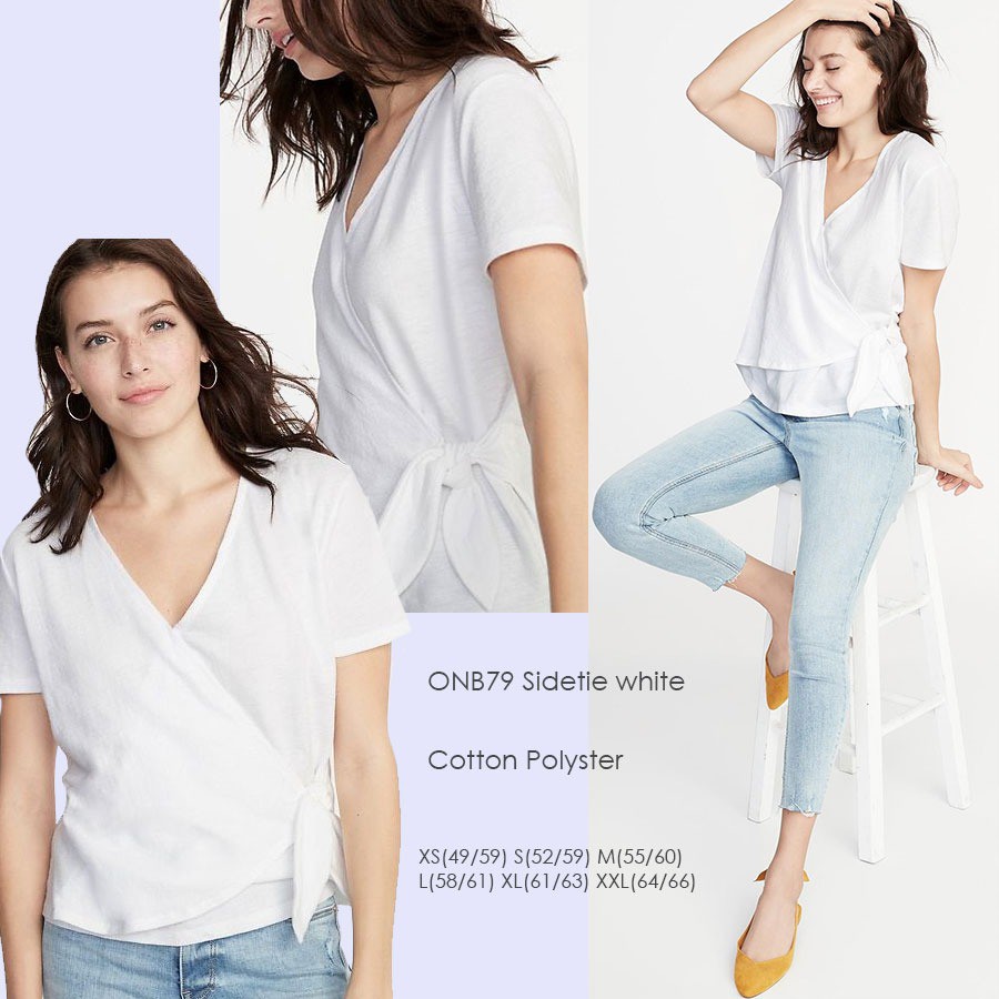 OLD NAVY Kaos Blouse Wanita Side Tieknot Sidetie Wrap top-4