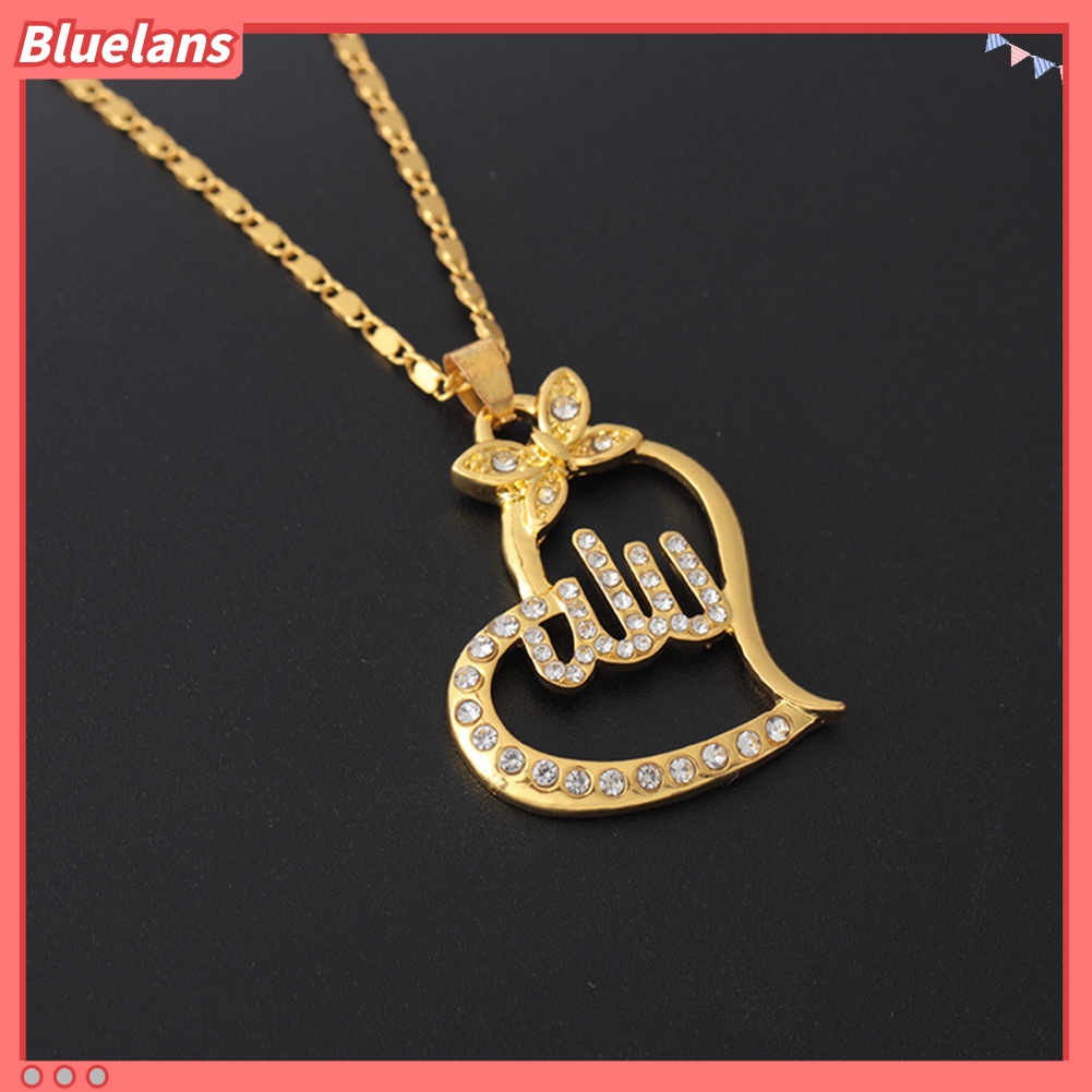 Bluelans Women Religious Islamic Muslim Arabic Allah Pendant Rhinestone Necklace Jewelry