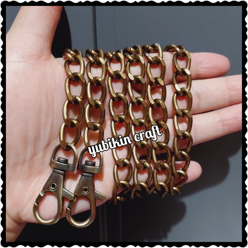 1 Meter Rantai Tas Selempang Ukuran 10x15mm Warna Emas Bakar Poles Bahan Ringan Anti Karat dengan Ka