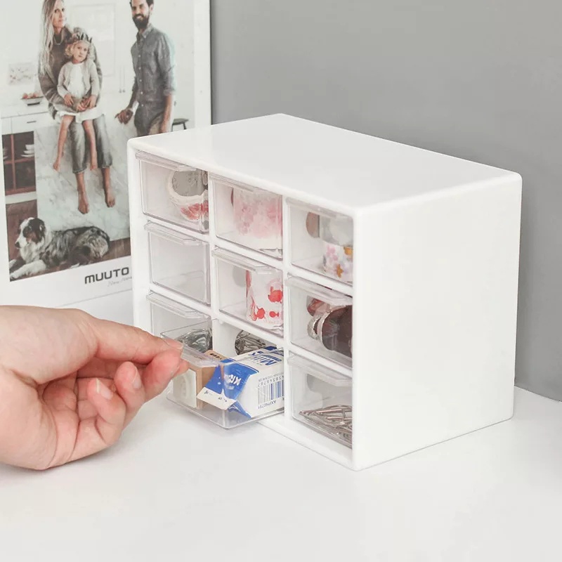 Kotak PerhiasanAksesoris Mini Kotak Mini 9 Laci / DIY Storage Mini Box Kotak Perhiasan Karet Rambut