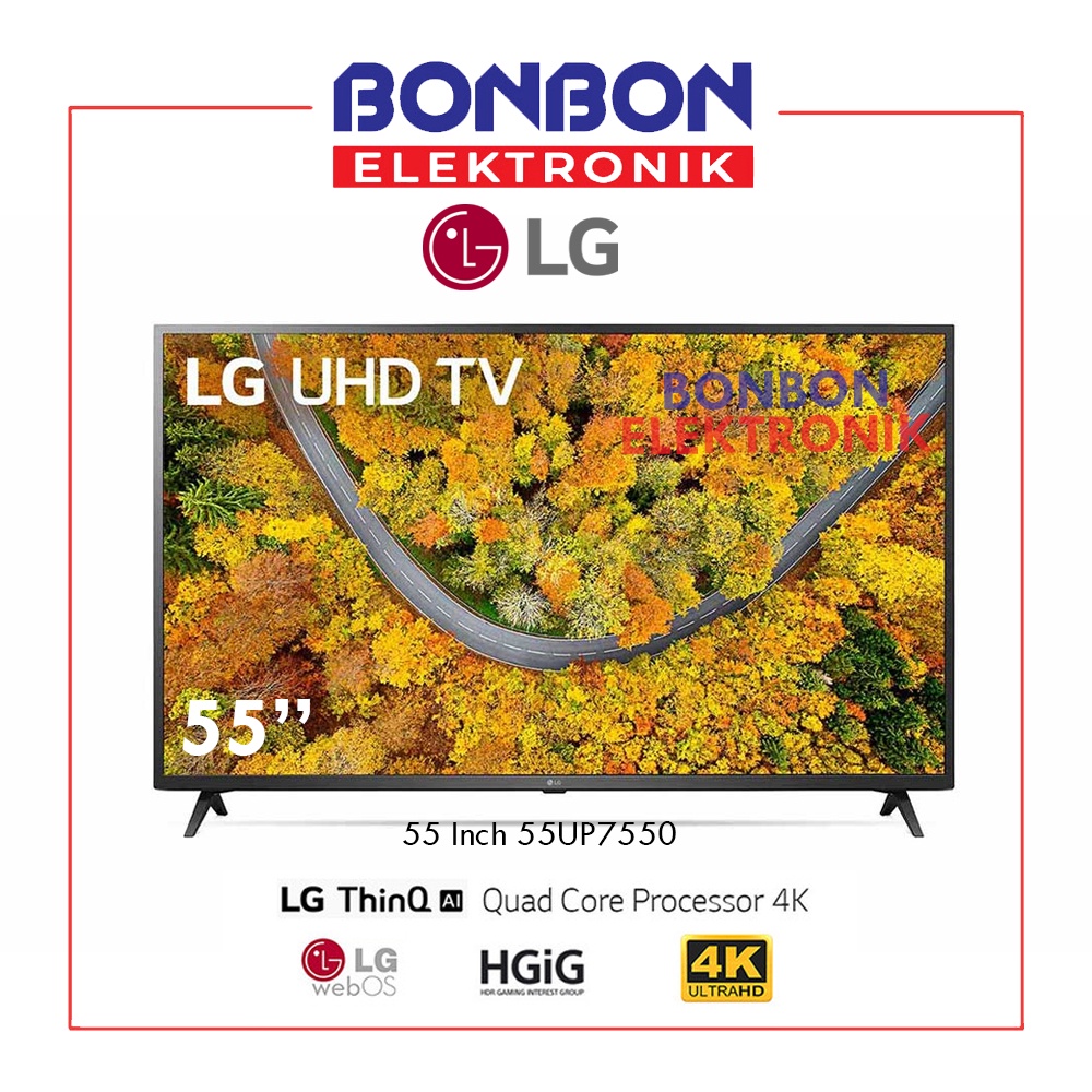 LG LED TV 55 Inch 55UP7550 UHD 4K Smart ThinQ AI 55UP7550PTB
